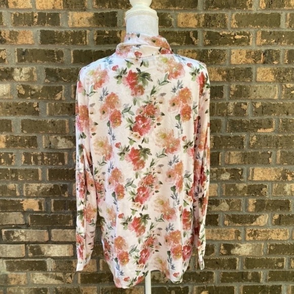 NEW Tolani Collection Womens Julie Blouse Sz Medium Neck Tie Sand Floral Button - Picture 4 of 6
